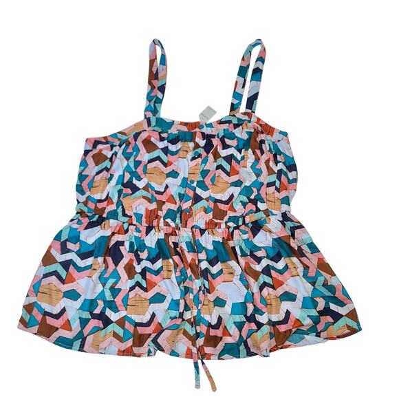 NWT Lane Bryant Plus Size Geometric Print Peplum Tank Top Size 20 Multicolor - Picture 1 of 7